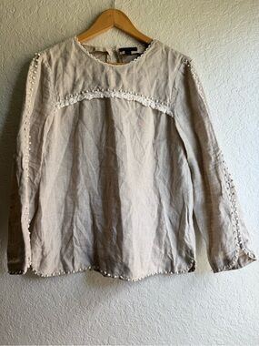 J. Crew Cream Embroidered Peasant Blouse